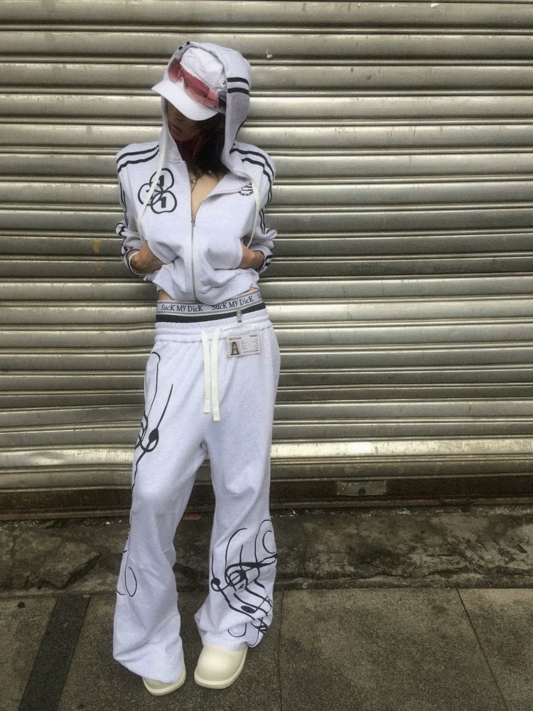 Music Note Embroidery Streetwear Sweatpants