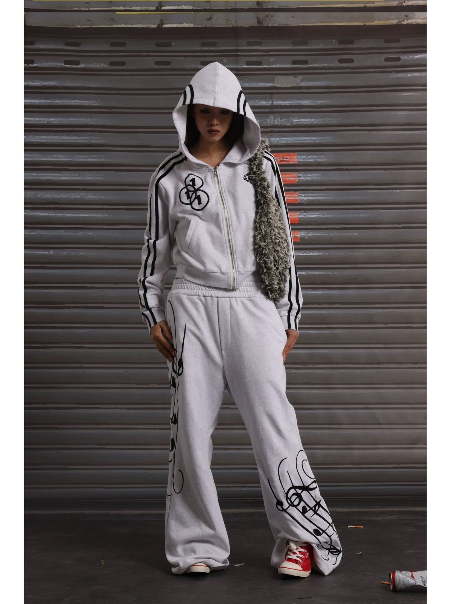 Music Note Embroidery Streetwear Sweatpants