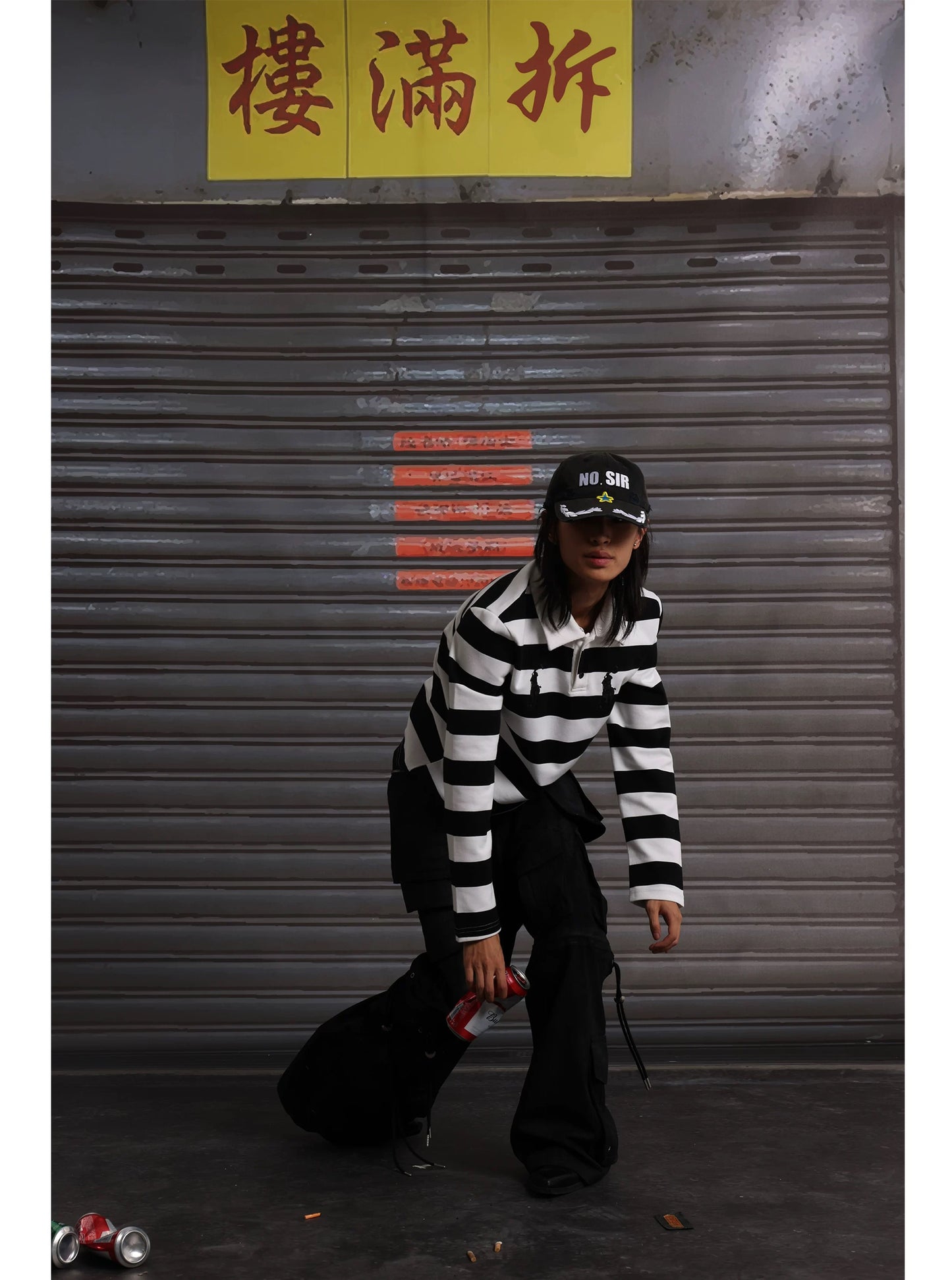 可拆式豹紋領刺繡棉質 Polo 衫