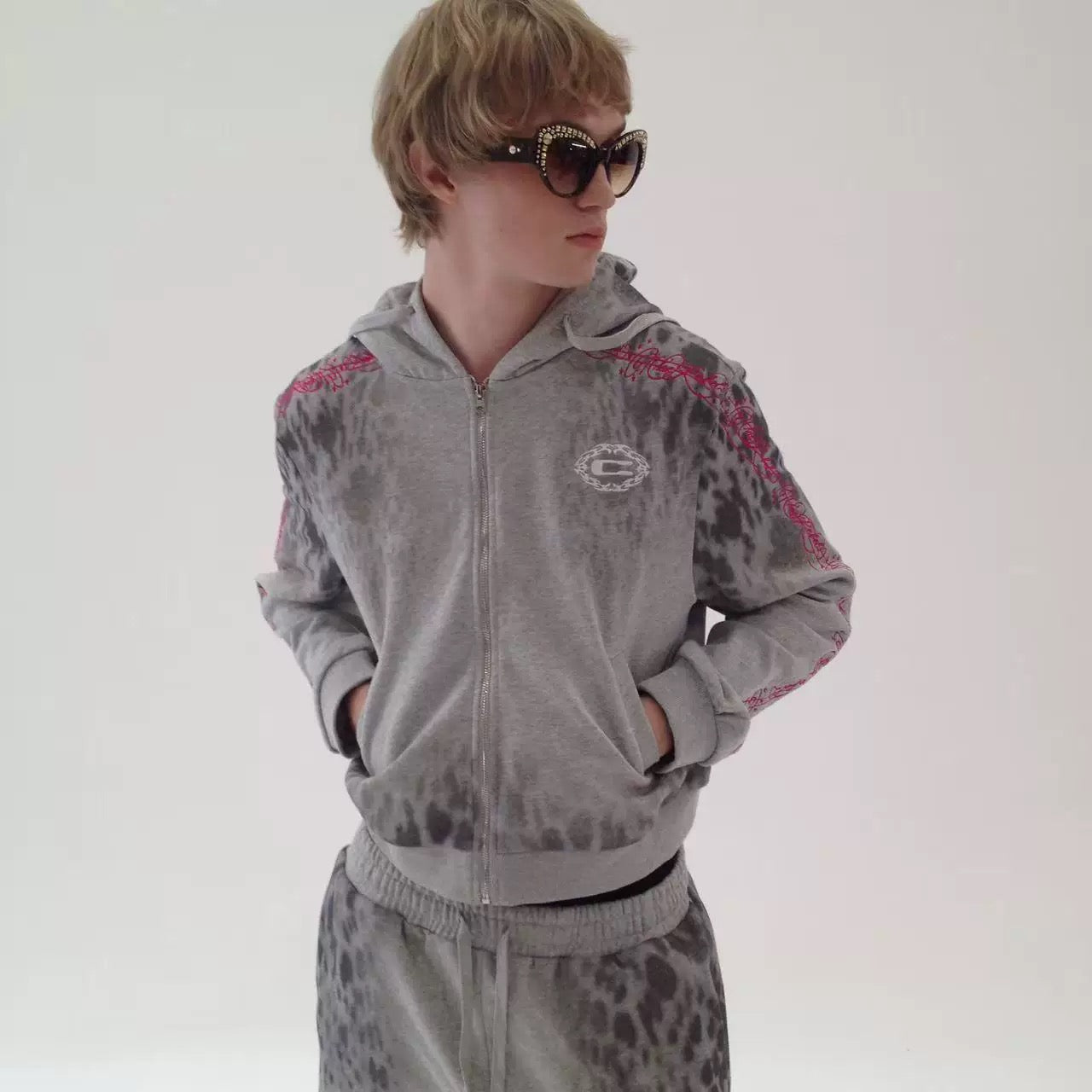 C Logo 豹紋星形刺繡運動褲