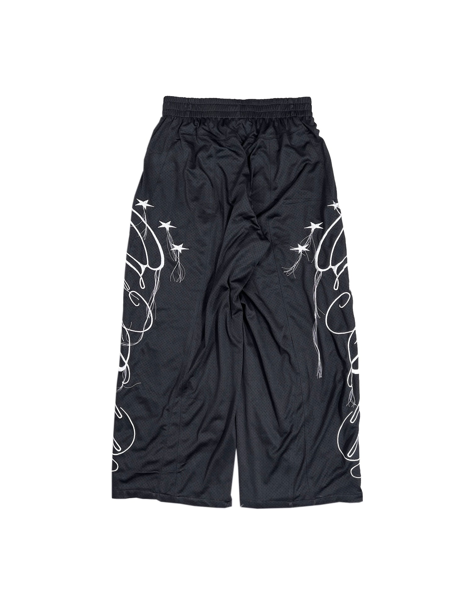 Multi-Panel Fringe Embroidery Mesh Track Pants