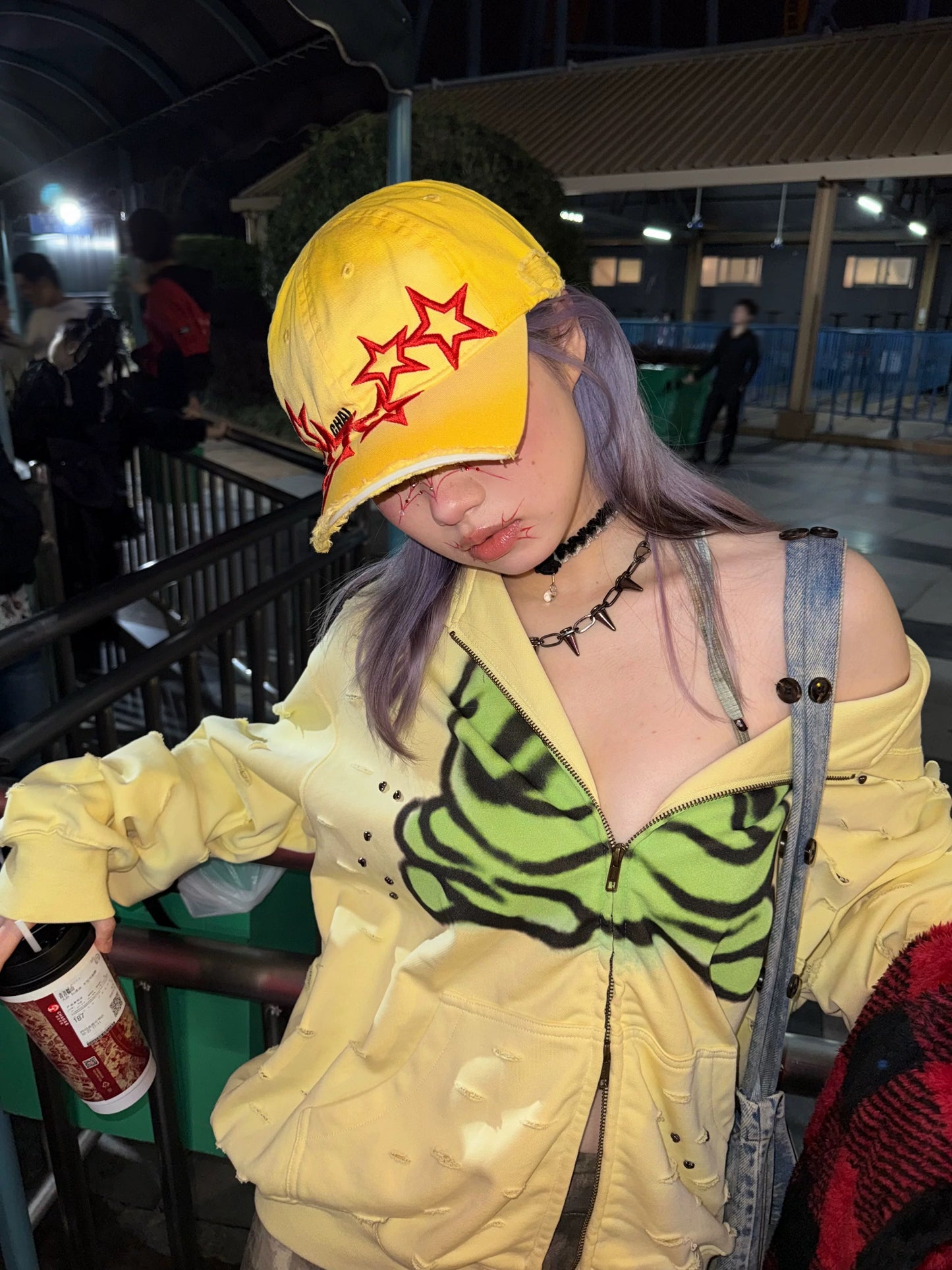 Yellow Five-Star Washed Cut Brim Cap