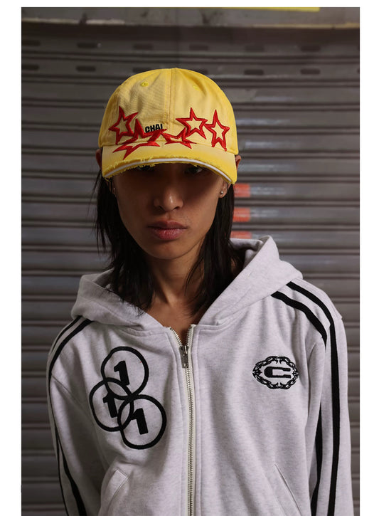 Yellow Five-Star Washed Cut Brim Cap