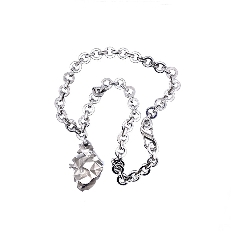 3D Faceted Heart Pendant Necklace