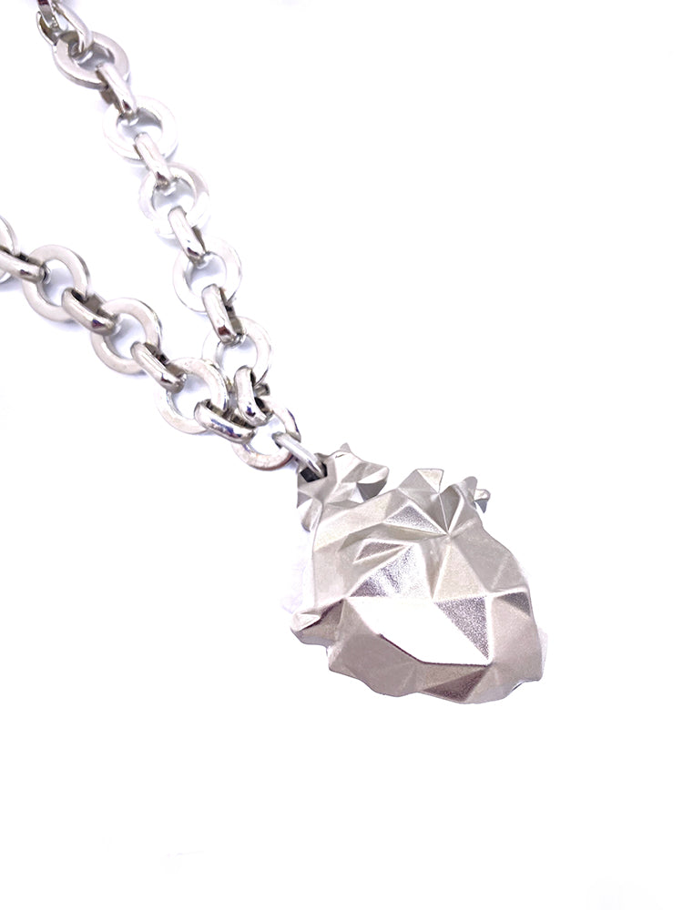 3D Faceted Heart Pendant Necklace