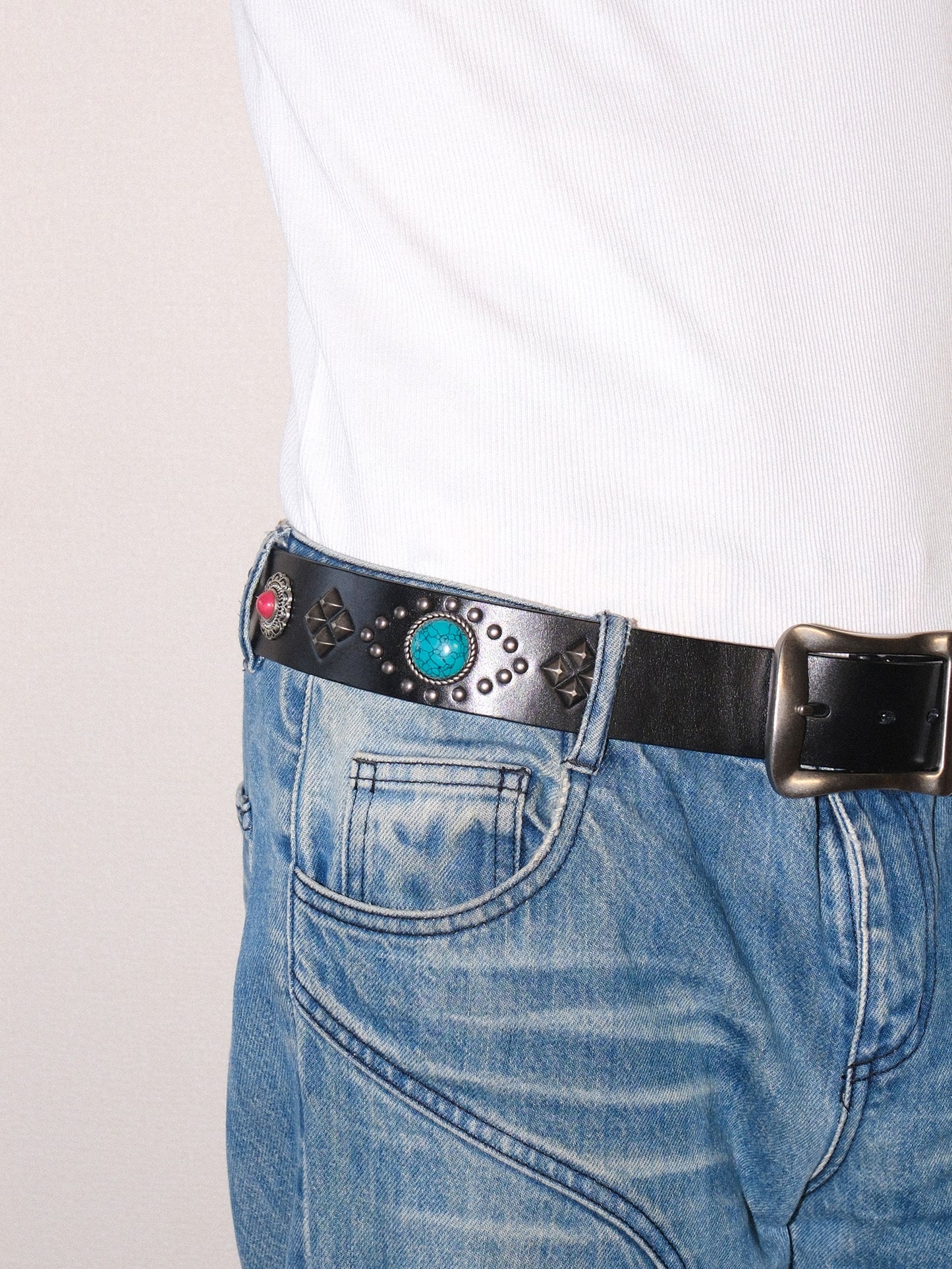 Tribal Studded Leather Belt